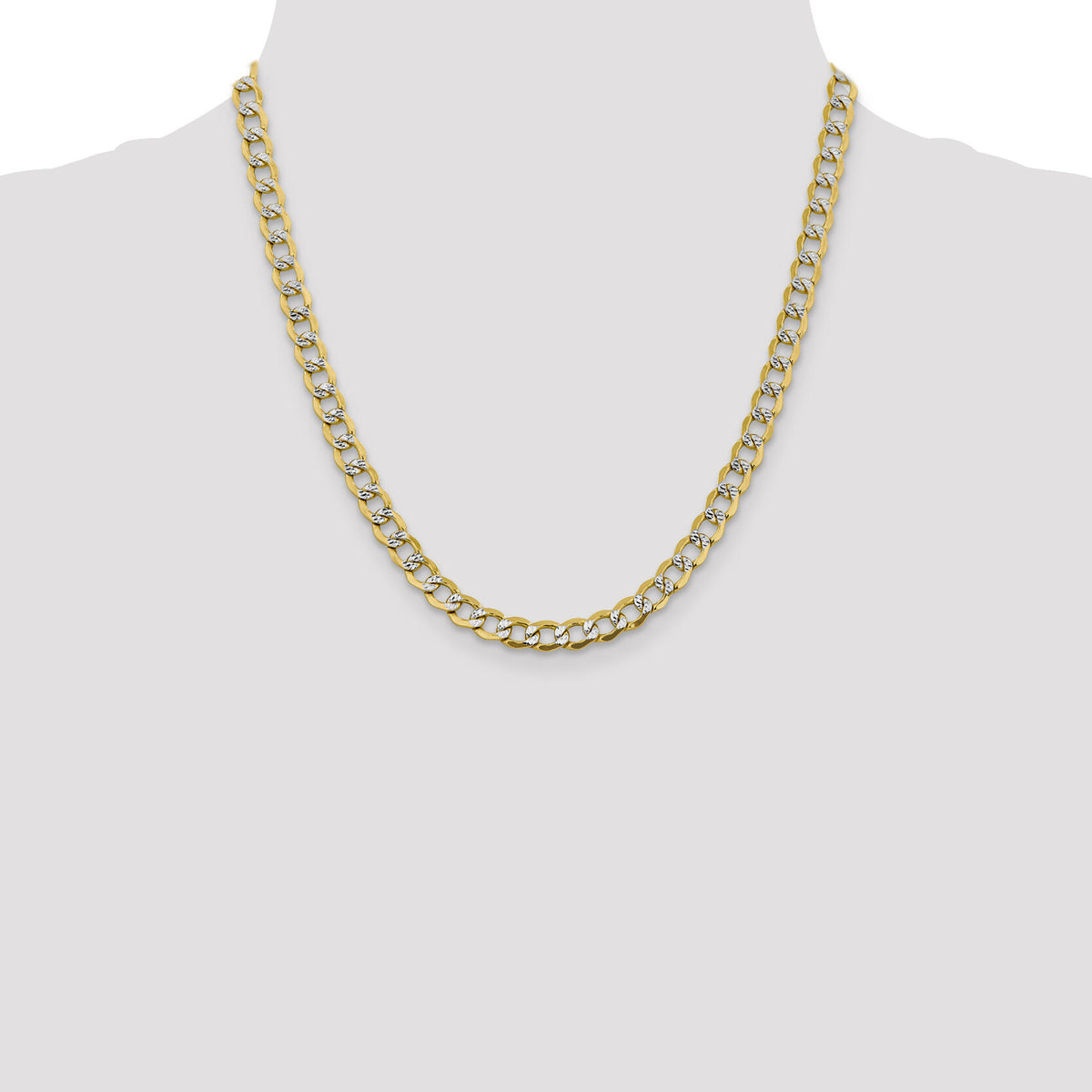 14k 6.75mm Semi-solid with Rhodium PavÃ© Curb Chain-PWF150-24