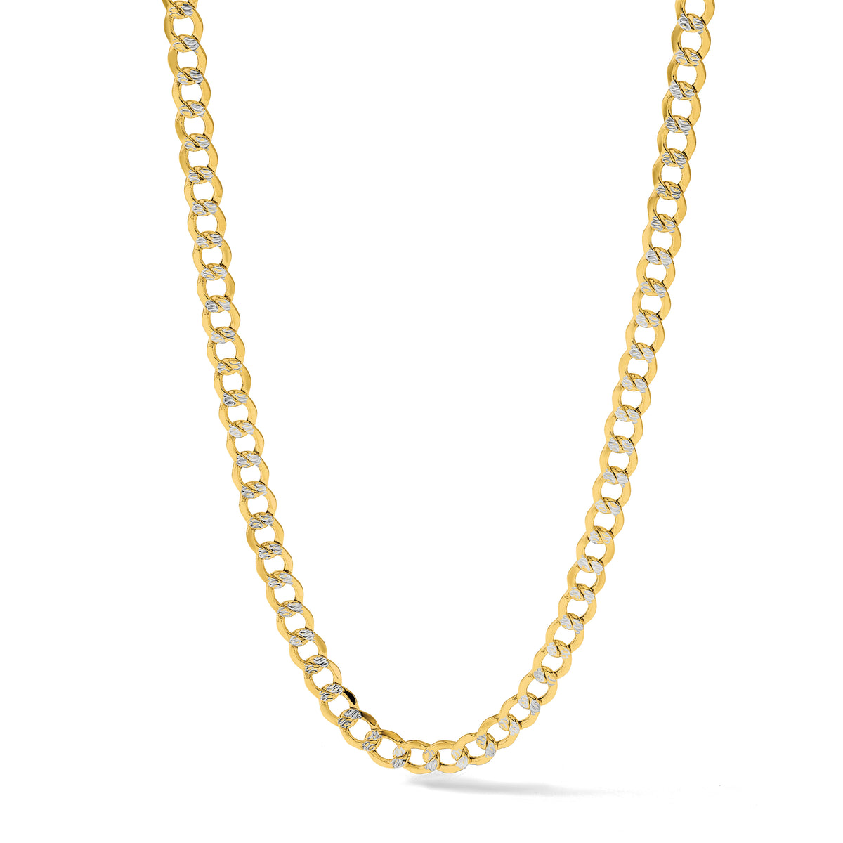 14k 6.75mm Semi-solid with Rhodium PavÃ© Curb Chain-PWF150-24