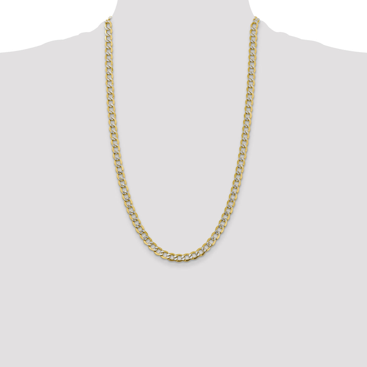 14k 6.75mm Semi-solid with Rhodium PavÃ© Curb Chain-PWF150-26