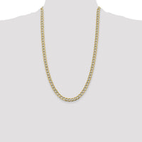 14k 6.75mm Semi-solid with Rhodium PavÃ© Curb Chain-PWF150-26