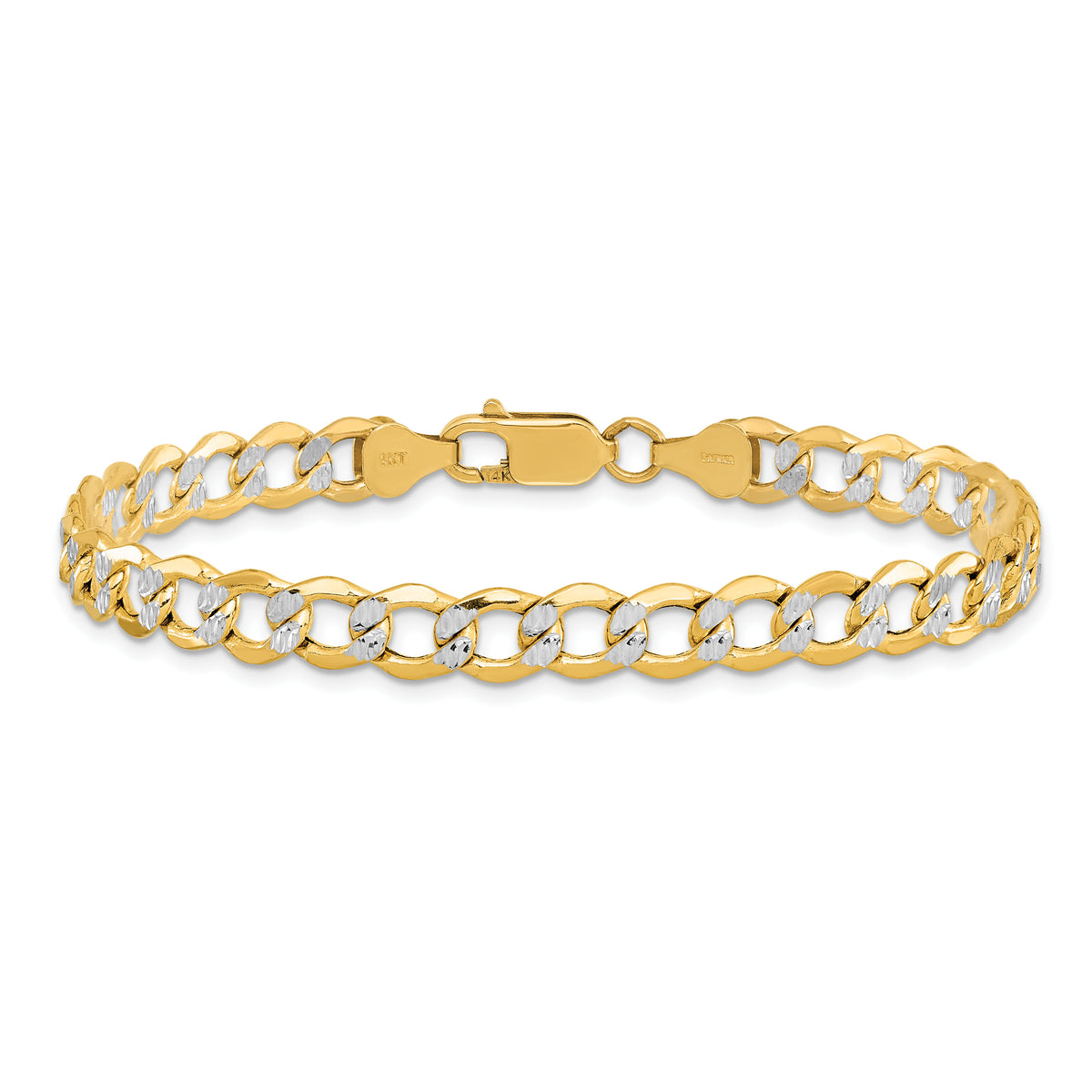 14k 6.75mm Semi-solid with Rhodium PavÃ© Curb Chain-PWF150-8
