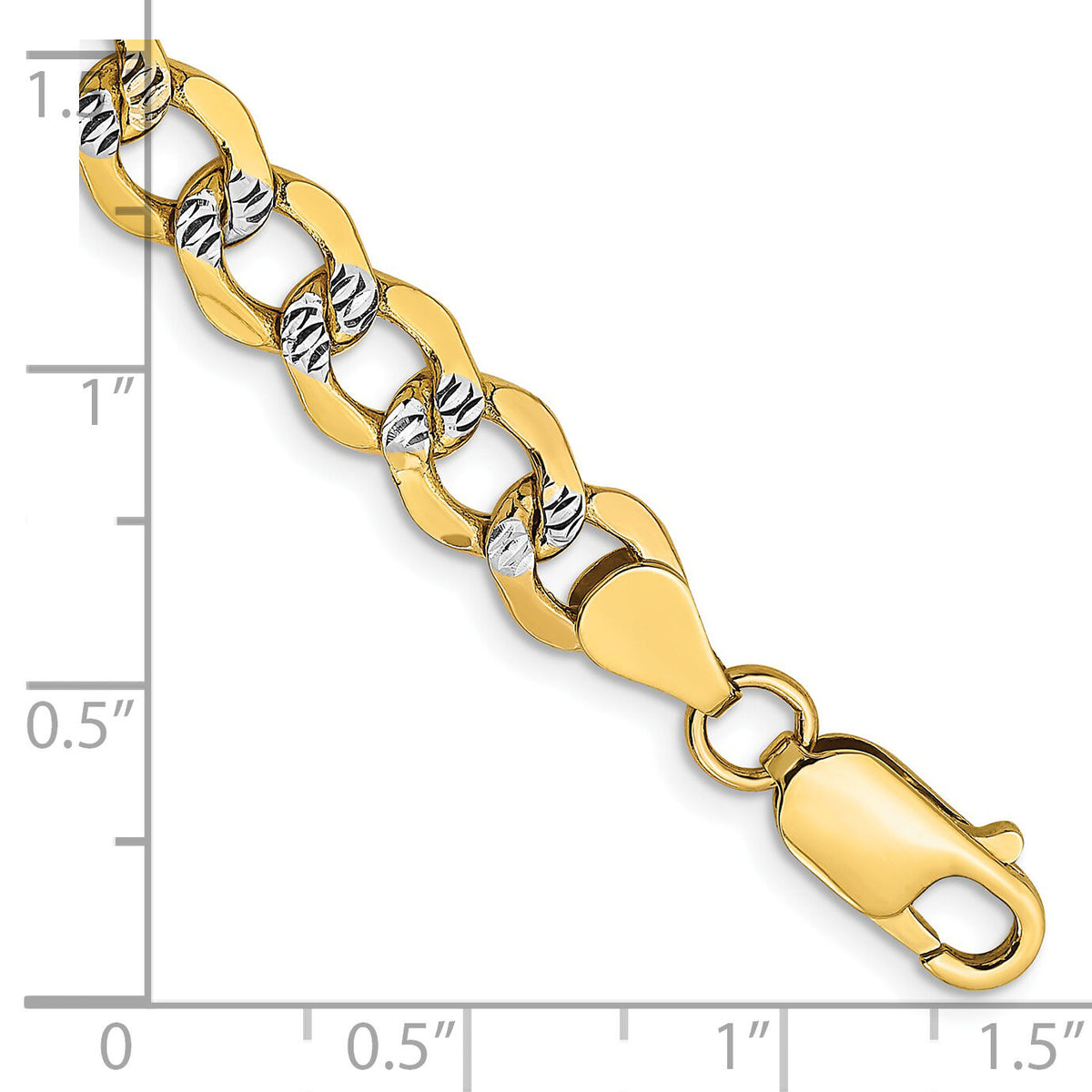 14k 6.75mm Semi-solid with Rhodium PavÃ© Curb Chain-PWF150-8