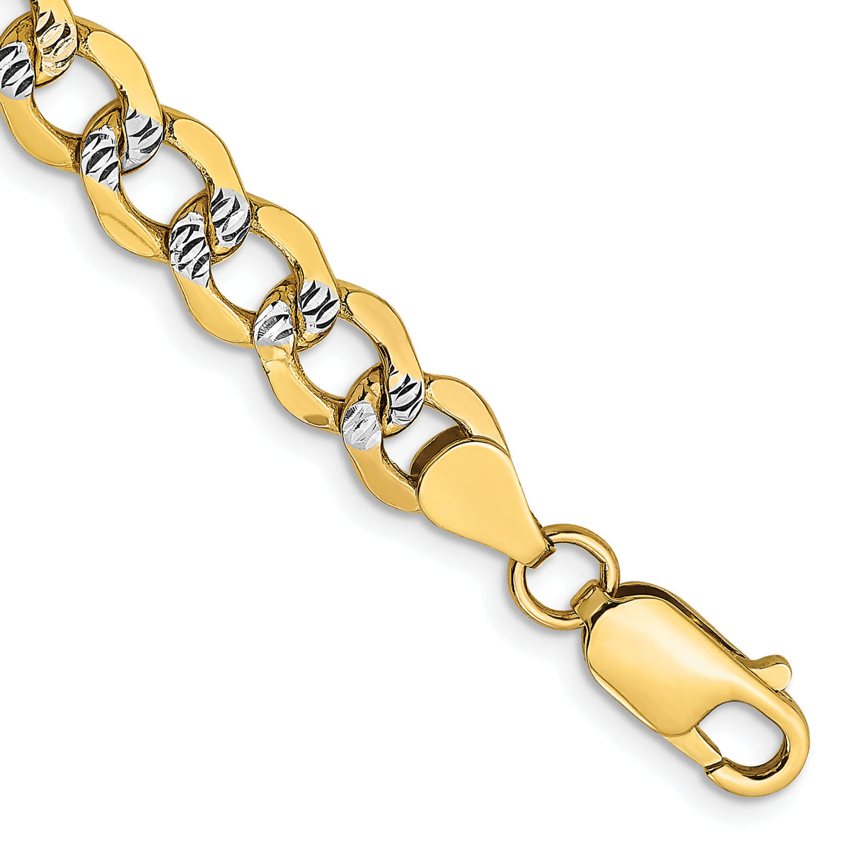 14k 6.75mm Semi-solid with Rhodium PavÃ© Curb Chain-PWF150-9