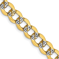 14k 6.75mm Semi-solid with Rhodium PavÃ© Curb Chain-PWF150-26