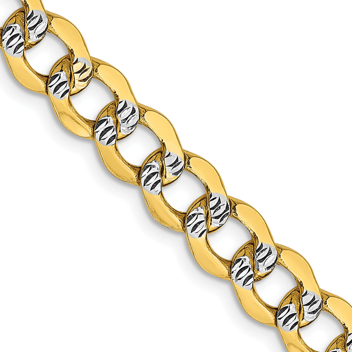 14k 6.75mm Semi-solid with Rhodium PavÃ© Curb Chain-PWF150-18