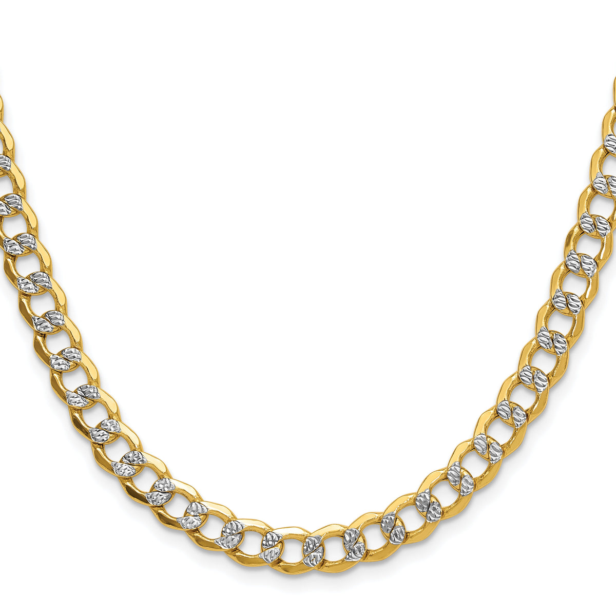 14k 7.1mm Semi-solid with Rhodium PavÃ© Curb Chain-PWF160-22