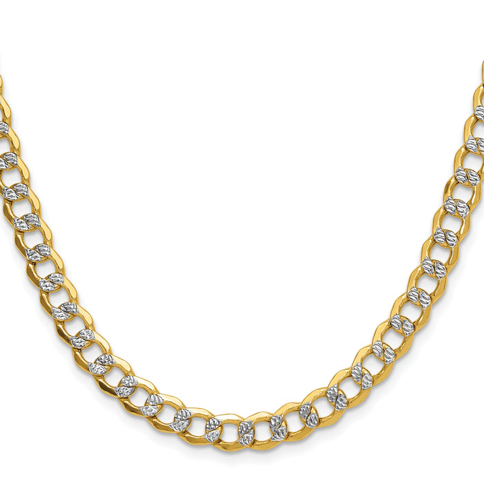 14k 7.1mm Semi-solid with Rhodium PavÃ© Curb Chain-PWF160-26