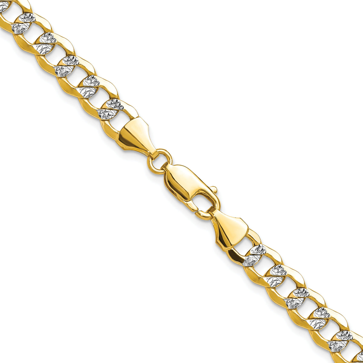 14k 7.1mm Semi-solid with Rhodium PavÃ© Curb Chain-PWF160-18