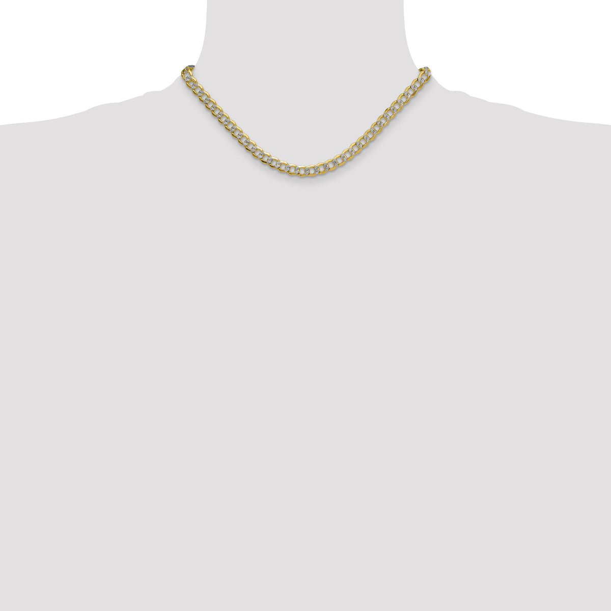 14k 7.1mm Semi-solid with Rhodium PavÃ© Curb Chain-PWF160-16
