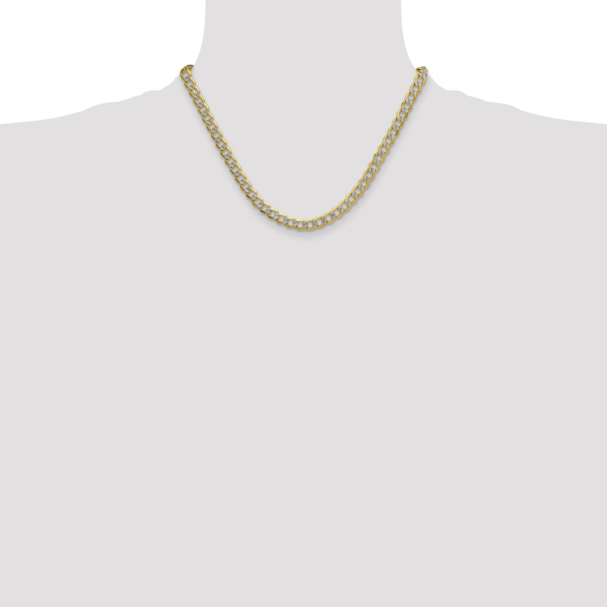 14k 7.1mm Semi-solid with Rhodium PavÃ© Curb Chain-PWF160-18