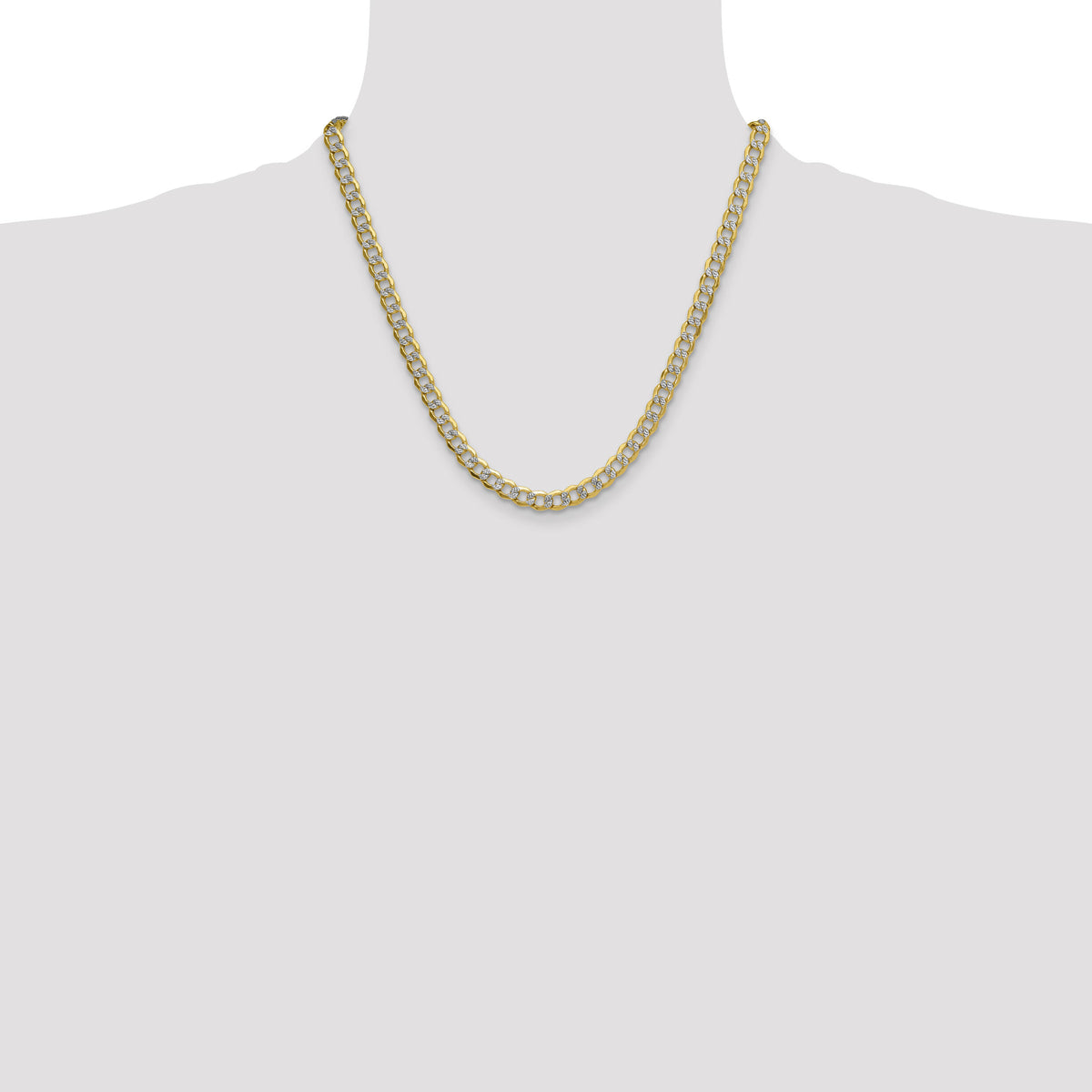 14k 7.1mm Semi-solid with Rhodium PavÃ© Curb Chain-PWF160-20