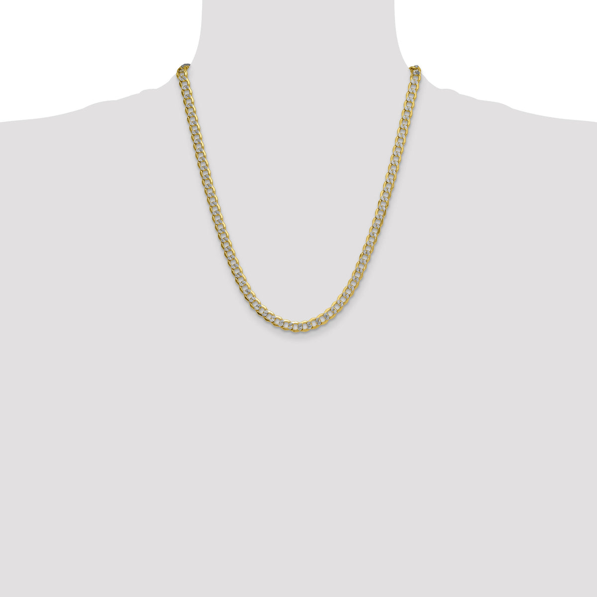 14k 7.1mm Semi-solid with Rhodium PavÃ© Curb Chain-PWF160-22
