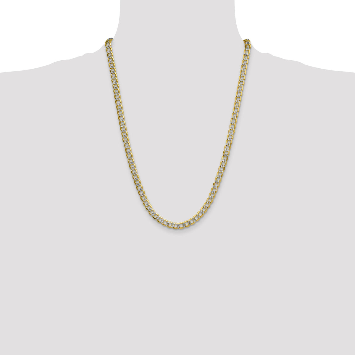14k 7.1mm Semi-solid with Rhodium PavÃ© Curb Chain-PWF160-24
