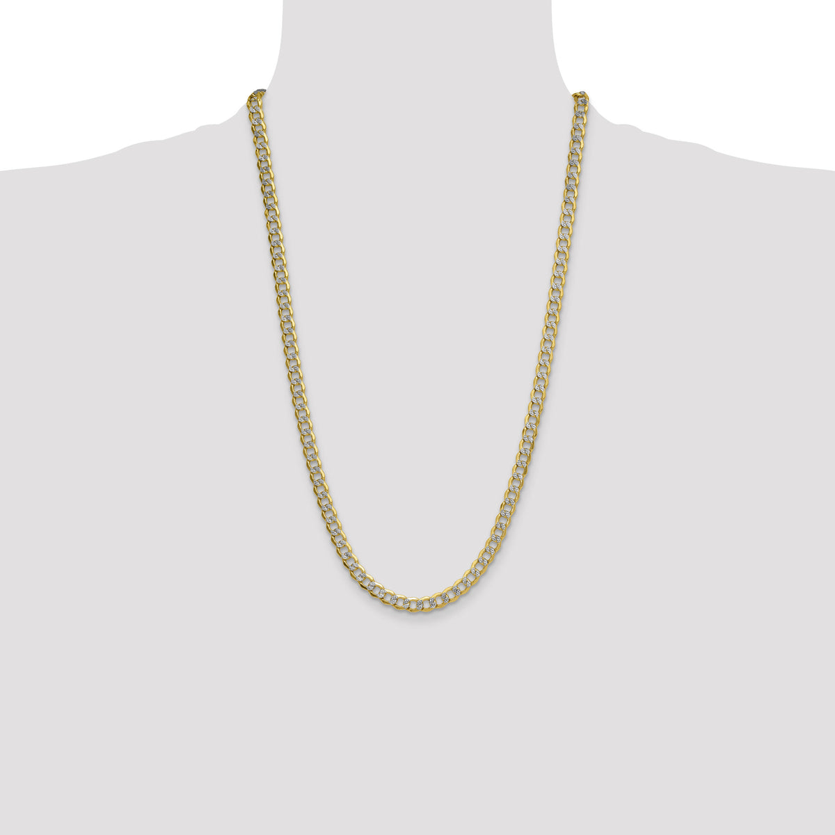 14k 7.1mm Semi-solid with Rhodium PavÃ© Curb Chain-PWF160-26
