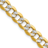 14k 7.1mm Semi-solid with Rhodium PavÃ© Curb Chain-PWF160-16