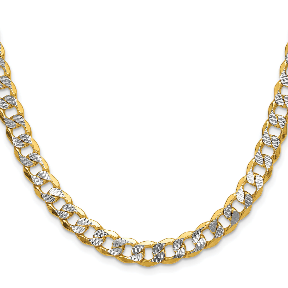 14k 7.75mm Semi-solid with Rhodium PavÃ© Curb Chain-PWF180-22