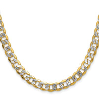 14k 7.75mm Semi-solid with Rhodium PavÃ© Curb Chain-PWF180-24