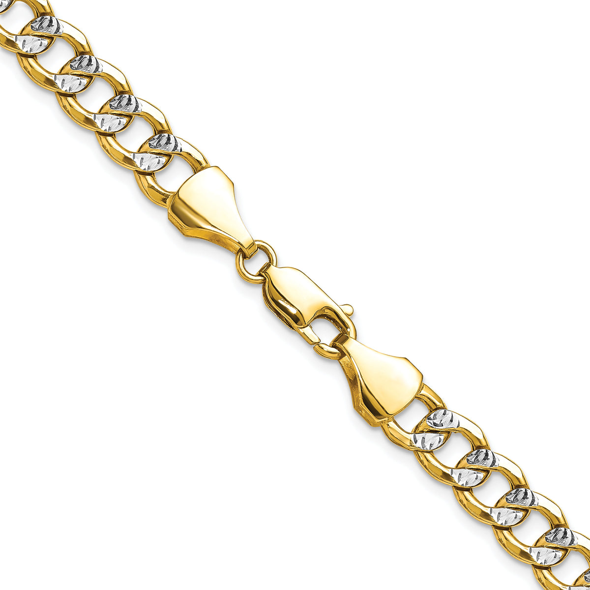 14k 7.75mm Semi-solid with Rhodium PavÃ© Curb Chain-PWF180-26
