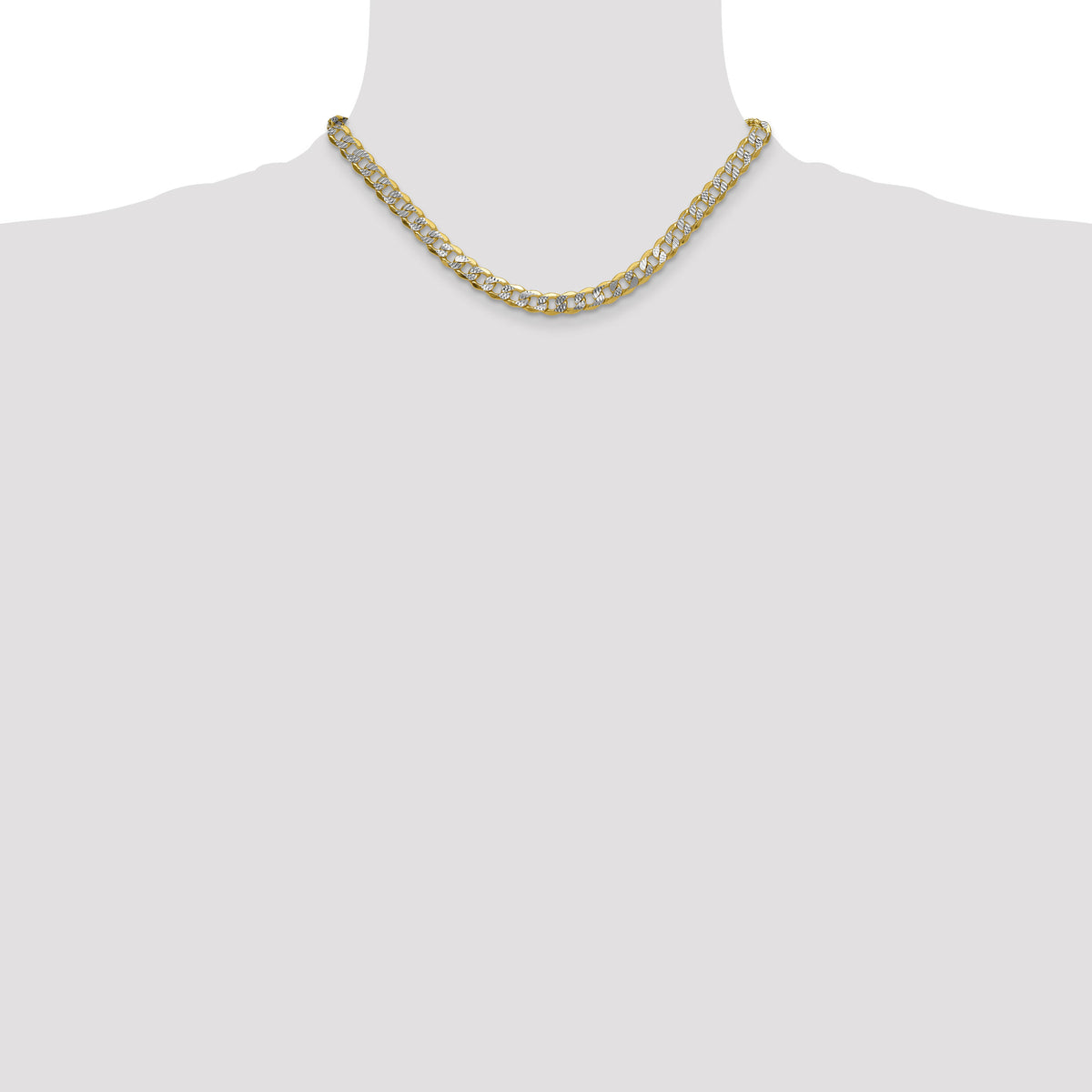 14k 7.75mm Semi-solid with Rhodium PavÃ© Curb Chain-PWF180-16