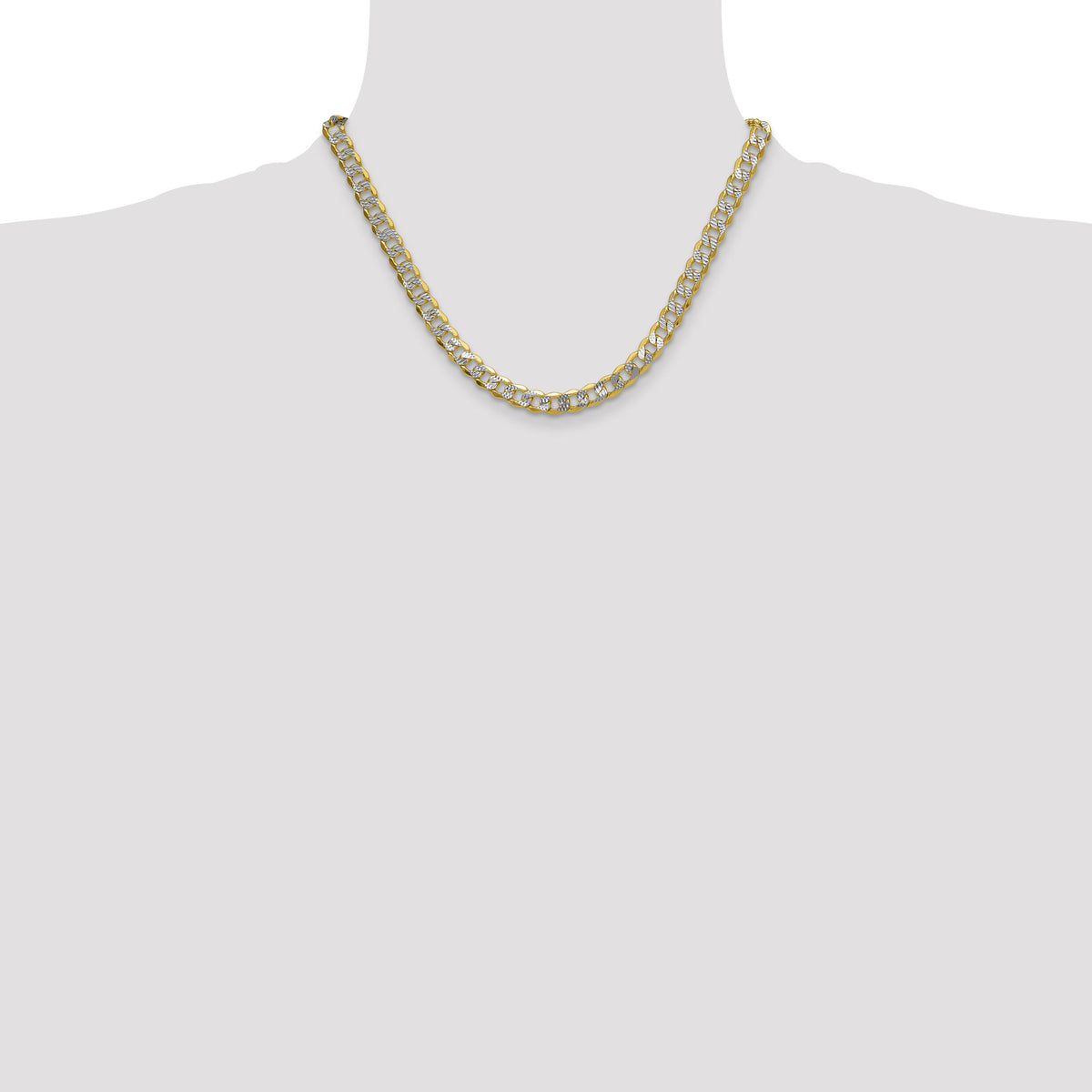 14k 7.75mm Semi-solid with Rhodium PavÃ© Curb Chain-PWF180-18