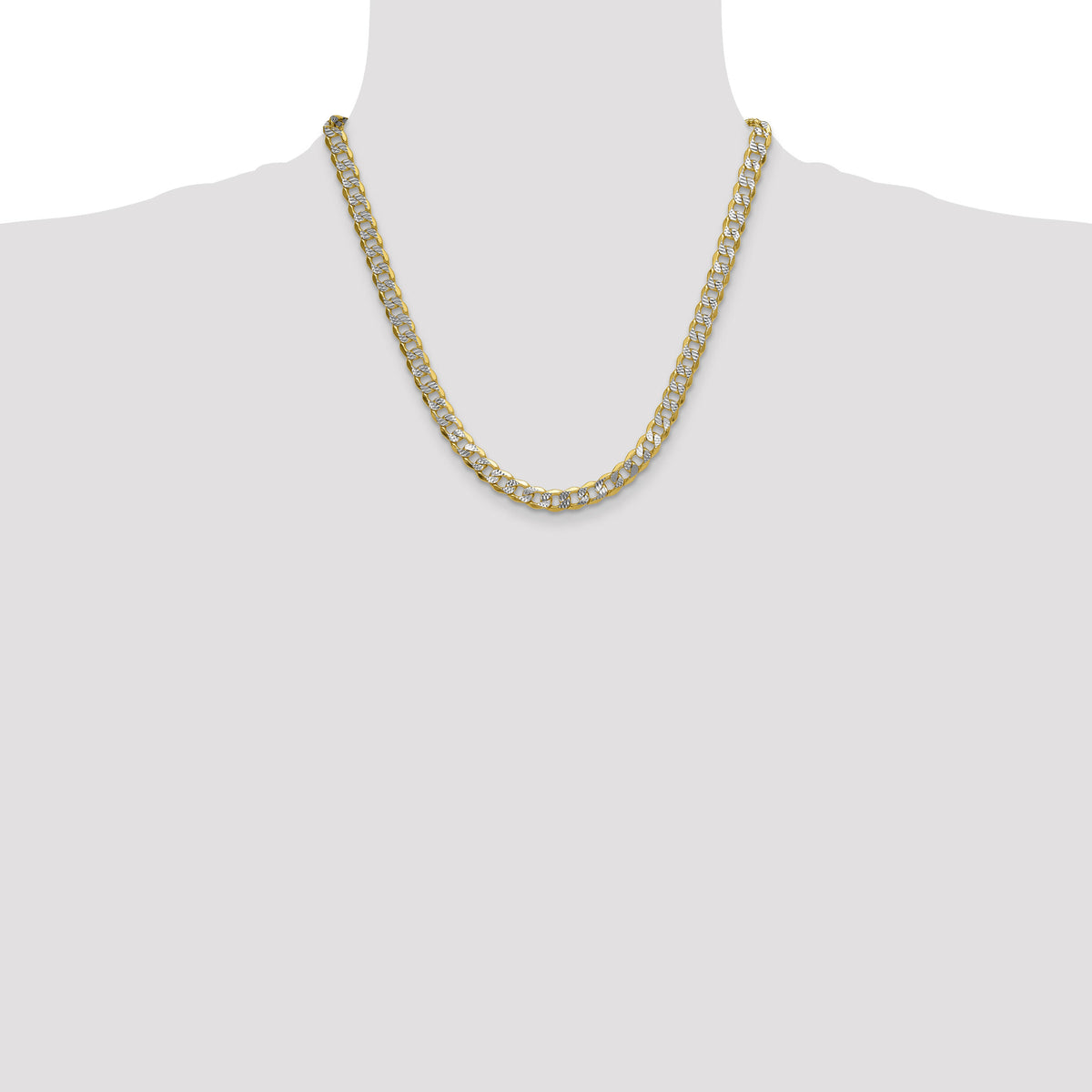 14k 7.75mm Semi-solid with Rhodium PavÃ© Curb Chain-PWF180-20