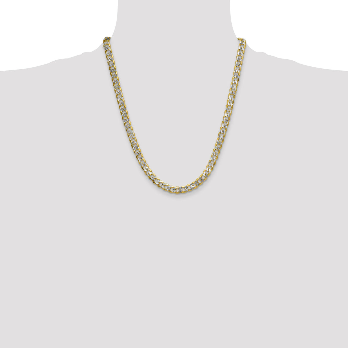 14k 7.75mm Semi-solid with Rhodium PavÃ© Curb Chain-PWF180-22