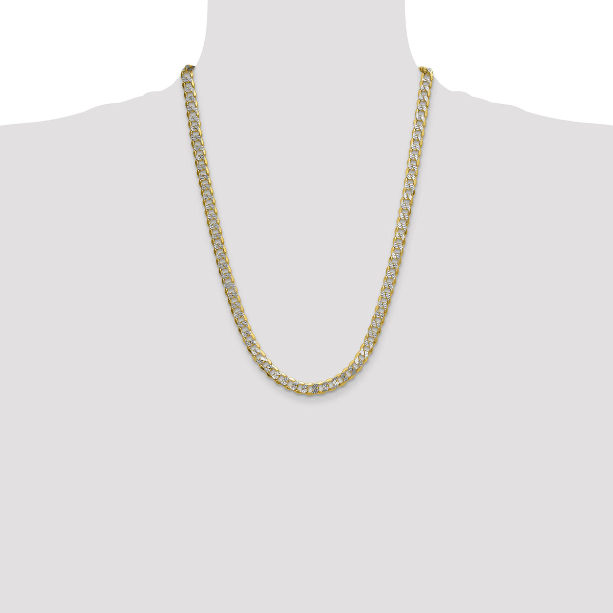 14k 7.75mm Semi-solid with Rhodium PavÃ© Curb Chain-PWF180-24