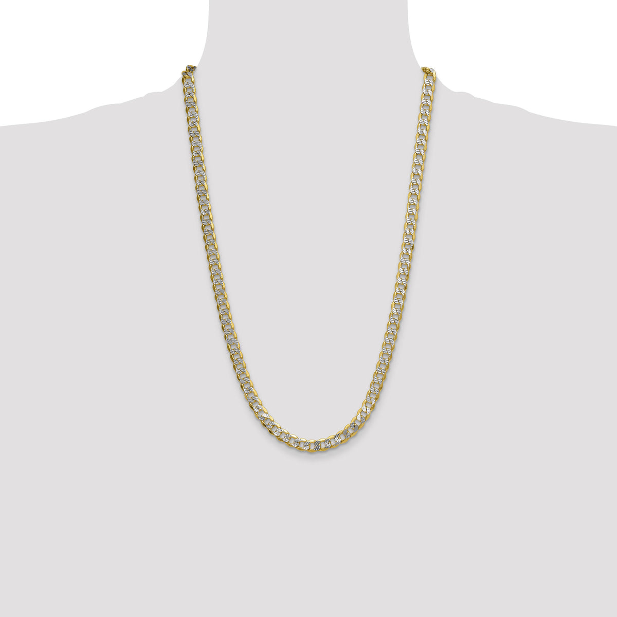 14k 7.75mm Semi-solid with Rhodium PavÃ© Curb Chain-PWF180-26