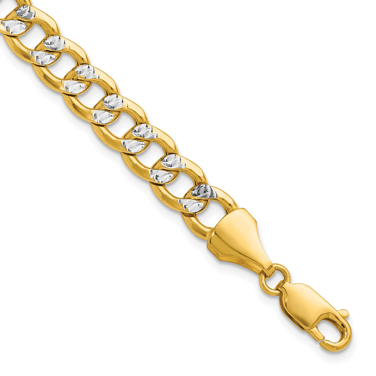 14k 7.75mm Semi-solid with Rhodium PavÃ© Curb Chain-PWF180-9