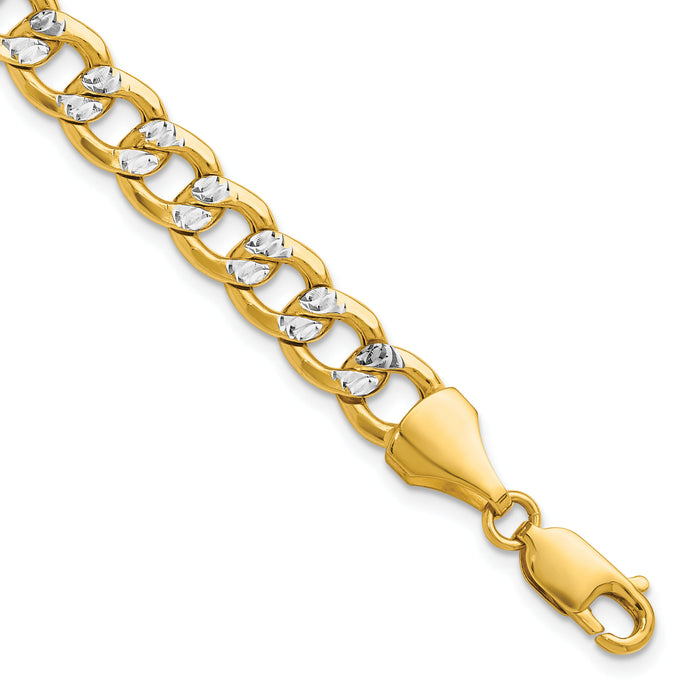 14k 7.75mm Semi-solid with Rhodium PavÃ© Curb Chain-PWF180-9