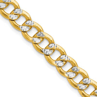 14k 7.75mm Semi-solid with Rhodium PavÃ© Curb Chain-PWF180-16