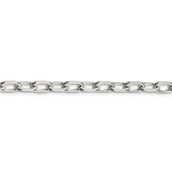 Sterling Silver 6.5mm Diamond-cut Long Link Cable Chain