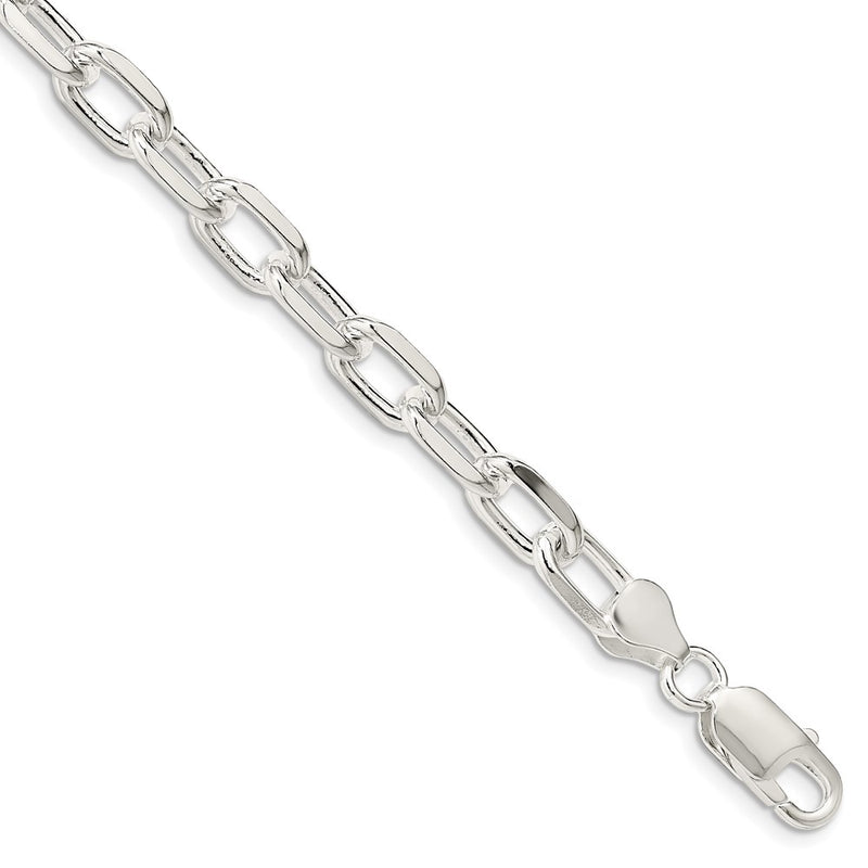 Sterling Silver 7.5mm Diamond-cut Long Link Cable Chain