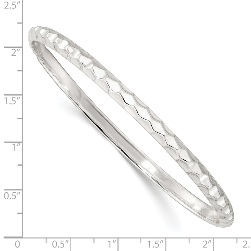 Sterling Silver Textured 4mm Slip-on Bangle