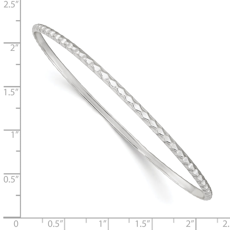 Sterling Silver Polished 2.5mm Textured Slip-on Bangle