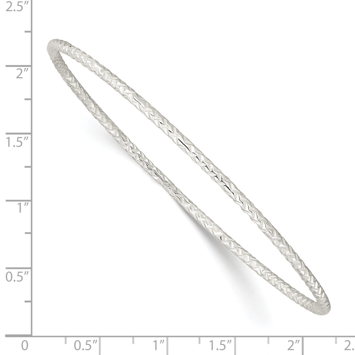 Sterling Silver Diamond-cut 2mm Slip-on Bangle