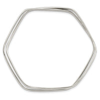 Sterling Silver Polished 2 Hexagon Shape Slip On Bangle