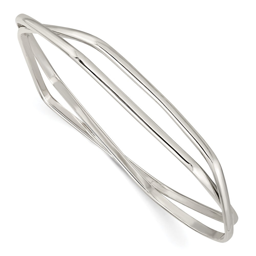 Sterling Silver Polished 2 Hexagon Shape Slip On Bangle