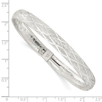 Sterling Silver Laser-cut X-Design 7.5mm Oval Flexible Bangle