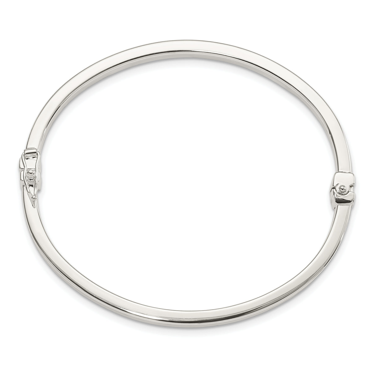 Sterling Silver Polished Flat Hinged Bangle