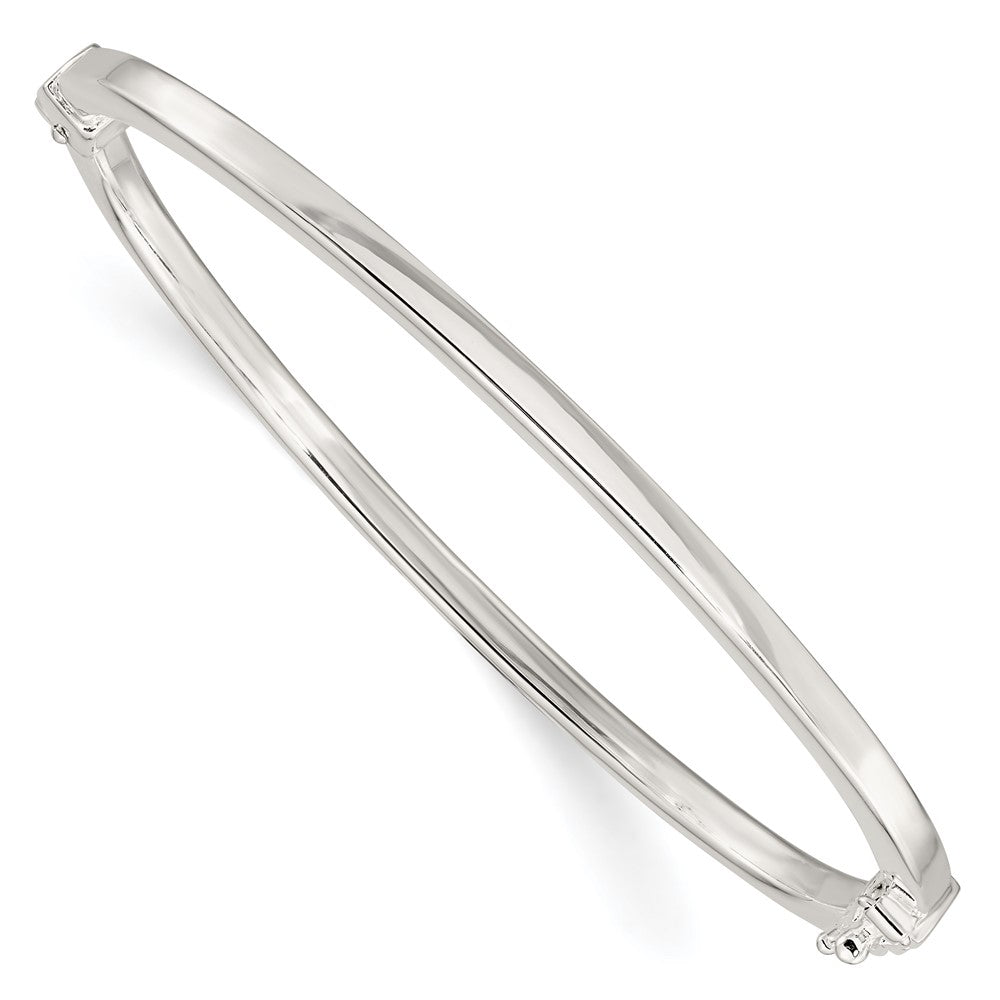 Sterling Silver Polished Flat Hinged Bangle