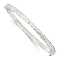 Sterling Silver Polished & texture Greek Key Hinged Bangle