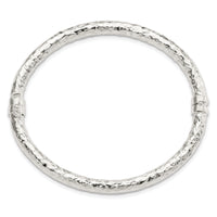 Sterling Silver Polished Textured Hinged Bangle