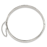 Sterling Silver Polished and D/C 7.25mm Hinged  Bangle