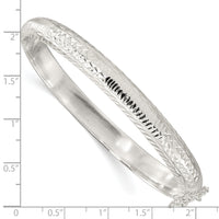 Sterling Silver Polished and D/C 7.25mm Hinged  Bangle