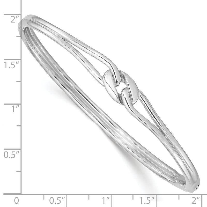 Sterling Silver Rhodium-Plated Fancy Knot Hinged Bangle