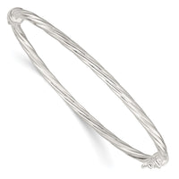 Sterling Sliver Polished Twisted Hinged Bangle