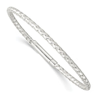 Sterling Silver Polished Flexible Weaved Bangle Bracelet