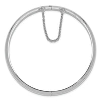 Sterling Silver Rhodium-plated 5mm w/Chain Hinged Bangle