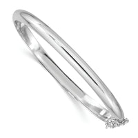 Sterling Silver Rhodium-plated 5mm w/Chain Hinged Bangle